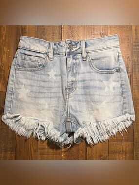 EUNINA Women’s XS High Rise Star Fringe Denim Cutoff Shorts